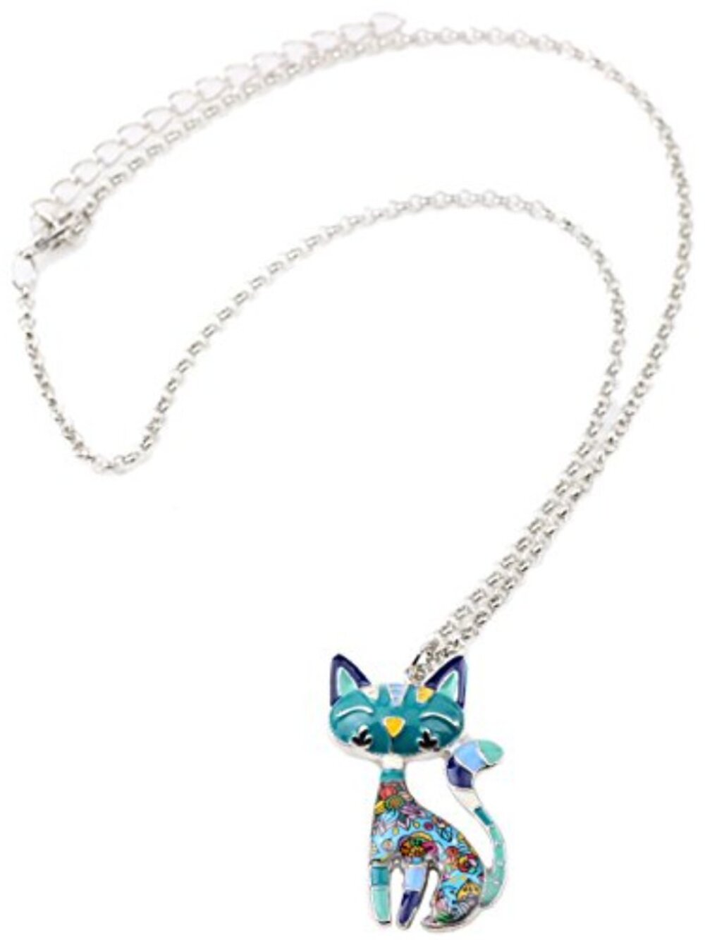 New - Statement Enamel Alloy Chain Cat Necklaces Pendant Original Design - Picture 3 of 3